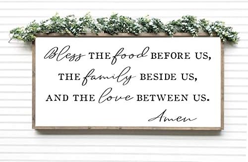Personalized Framed Wood Sign, Bless The Food Before Us Framed Wood Sign, Dining Room Wall Art, Farmhouse Home Decor, XL Size