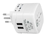 Yubi Power Universal Travel Plug Adapter with Dual USB Ports - Grounded Plug Type L for Italy, Chile