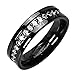 Mens Black Rings with CZ Titanium Eternity Wedding Band Round Cubic Zirconia size 5 to 14 spj