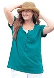 Women's Plus Size Perfect T-Shirt With Scoop Henley Neck