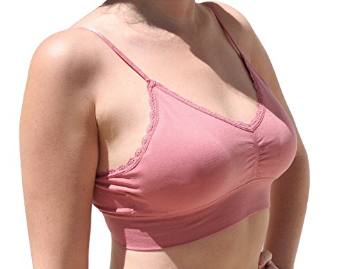 Anemone Lace Trim Bra Adjustable Straps Elastic Band (Mauve) , One Size