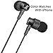 KINVOCA Wired Metal In Ear Earbuds Headphones with Microphone Volume and Case, Bass Stereo Noise Isolating Inear Earphones Ear Buds for Cell Phones, Aluminum Alloy, Carabiner, 3.5mm Jack, Black