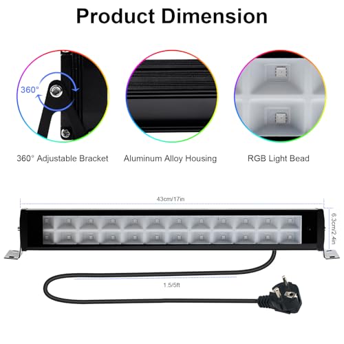 50W Outdoor RGB LED Floodlight, 2PCS Color LED Projector with Remote Control 2.4G and Bluetooth APP Projector RGBW IP66 Waterproof Spot Led Color LED RGB Dimmable Bar for Garden Tree Festival