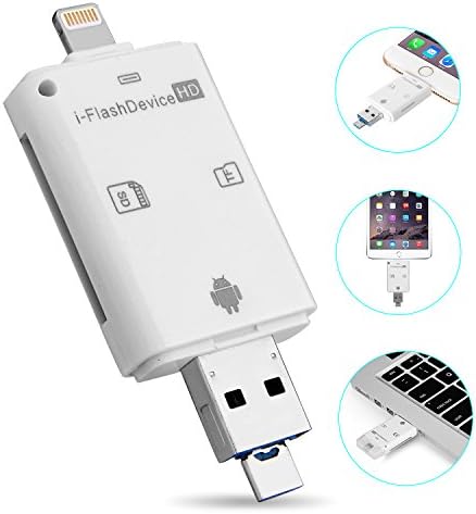 Hltd 3-in-1 USB i-Flash Drive High Speed Lightning Micro SD SDHC TF Card Reader Memory Stick Pen Drive for iPhone 5/6/6s/7/ iPad/iPod/Itouch/Mac/PC