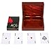 Unique Birthday Gift Ideas Handcrafted Classic Wooden Playing Card Holder Deck Box Storage Case Organizer with A Set of Premium Quality 'Ace' Playing Cards Anniversary Housewarming Gifts for Him Her