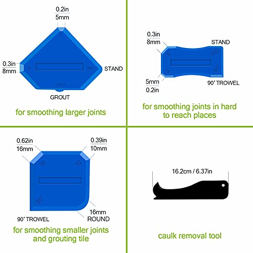 TSPMT Caulking Tool Kit 5 in 1, silicone remover 16pcs, Silicone Caulk