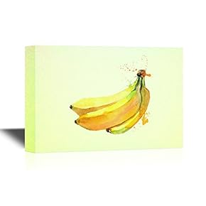Fruits Canvas Wall Art - Watercolor Painting Fruit Bananas - Gallery Wrap Modern Home Art | Ready to Hang - 12x18 inches