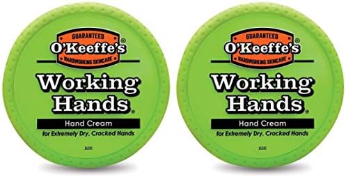 O'Keeffe's Working Hands Hand Cream (Pack of 2) With Concentrated Cream that Heals, Relieves and Repairs Extremely Dry, Cracked Hands, 3.4 ounce Jar Each