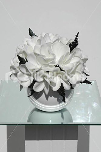 Amazon Silk Blooms Ltd リアルタッチ ホワイトフランジパニ プルメリア ラウンド花瓶テーブルディスプレイ 造花 オンライン通販