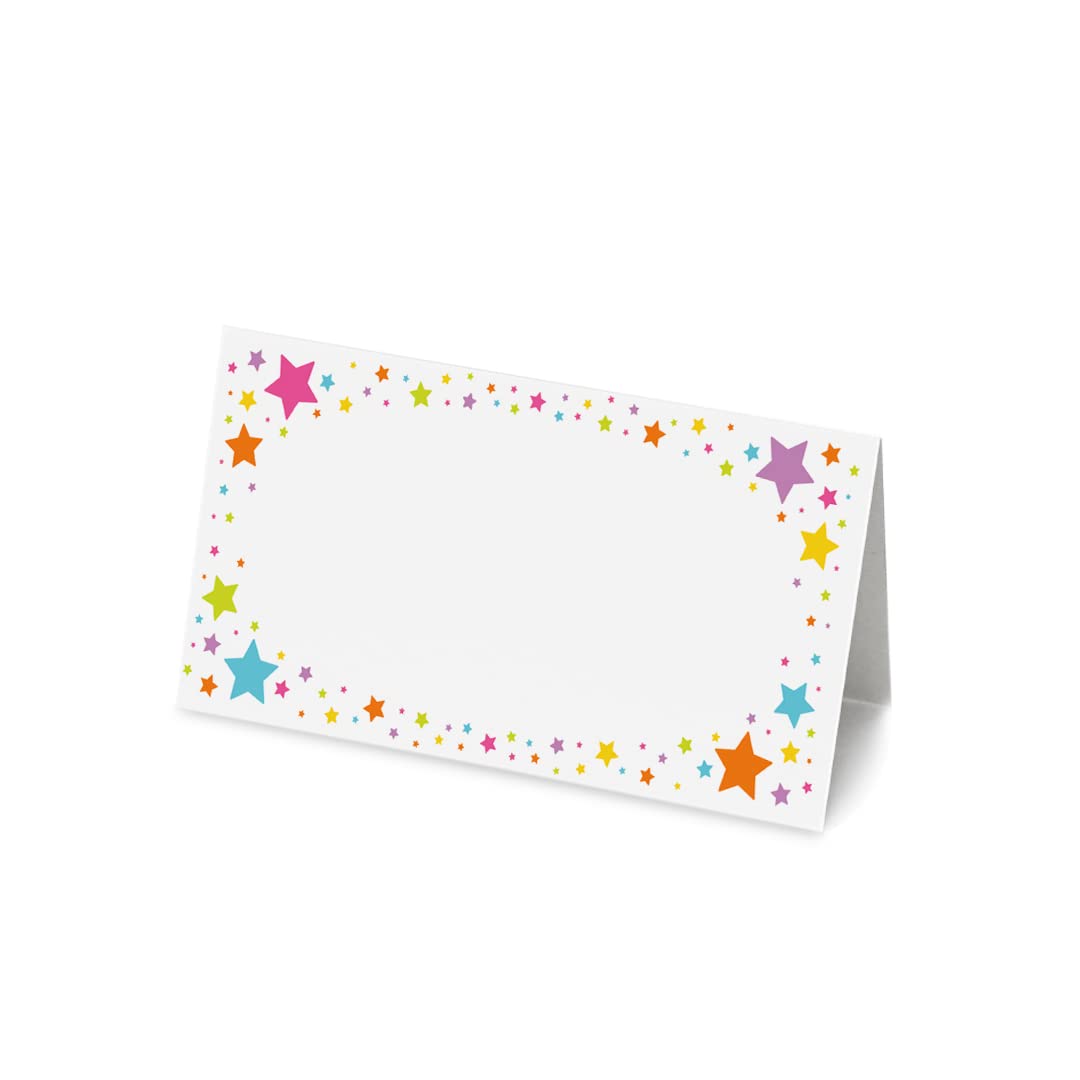 50 Name Place Cards - 8cm by 4cm Place Name Cards for Table Setting, Christmas, Parties, & Wedding Decoration (Pack of 50) (Pink Star)