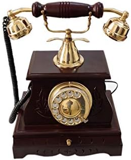 Artshai Wood Handicraft Antique Finish Maharaja Style landline Telephone with Drawer.