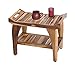 EcoDecors 24 Inch Tranquility Natural Color Waterproof Teak Wood Shower Bench Stool Seat Chair For Inside Shower Storage Shelf Provides Safety, Storage, and Organization For Bathroom Accessories