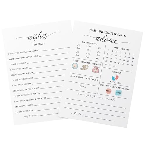 Baby Predictions and Advice Cards for Baby Shower, 50 Baby Prediction Cards