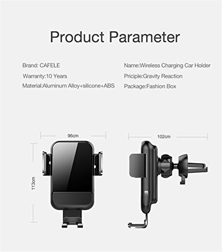 Lywey Air Vent Gravity Linkage Qi Wireless Charging Holder for Samsung Galaxy S10 S10+ for iPhone Xs MAX XR X 8P