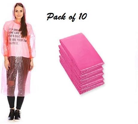 sbe Transparent Disposable Plastic Raincoat for Adults with Portable Emergency Weightless Rainwear for Fishing, Camping and Travellings.(A Pack of 10 Units).