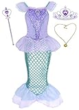 HenzWorld Little Mermaid Ariel Costume Dress Accessories Girls Birthday Party Cosplay Clothes Set 4t
