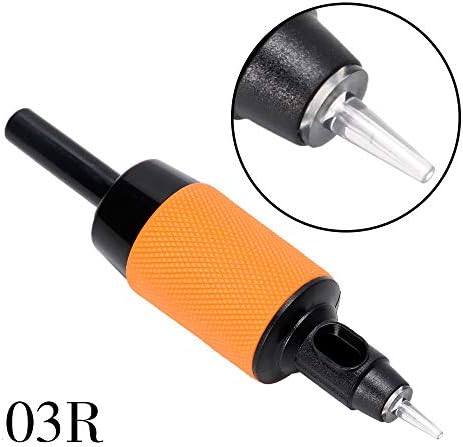 Ahat Tattoo Sterilized Disposable Tattoo Tubes 1" 25mm Rubber Soft Grip with Assembled Black and Clear Tips Round/Flat/Diamond Tips(3RT/20Pcs)