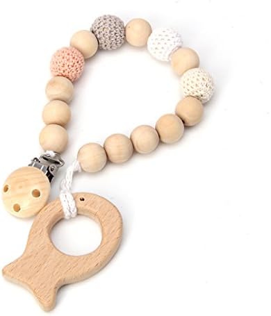 Zobeen Baby Wood Pacifier Clip Pendant Nature Wooden Teething Chewable Infant Toy