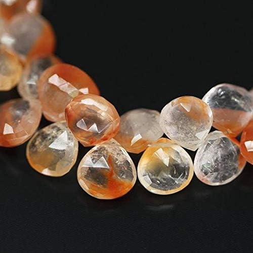 Natural Gems Jewelry Natural Orange Tangerine Quartz Faceted Heart Drop Gemstone Loose Craft Beads Strand 4" 10mm 7mm Code:- BF-574