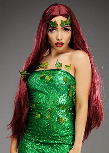 Magic Box Womens Extra Long Burgundy Poison Ivy Style Wig: Amazon.co.uk