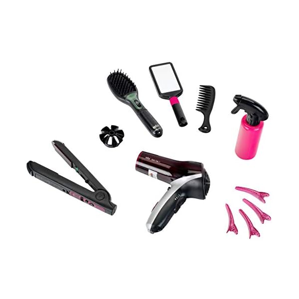 Theo Klein 5885 Klein 5873 Braun Satin Hair 7 Mega Set I Mit Haarglätter, Bürste und vielem mehr I Batteriebetriebener Fön I Verpackungsmaße: 49,5 cm x 8 cm x 26 cm I Spielzeug für Kinder ab 3 Jahren