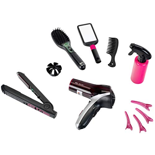 Theo Klein 5873 Mega set Braun Satin Hair 7, Con piastra lisciante, spazzola, Phon a batterie, Dimensioni della confezione: 48 cm x 8 cm x 26 cm, Giocattolo per bambini a partire dai 3 anni di età