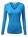 J.TOMSON Women's Basic V-Neck & Scoop Neck Slim Fit Long Sleeve T-Shirt