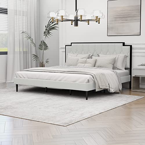 AGARTT Upholstered Platform King Size Bed Frame