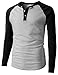H2H Mens Casual Slim Fit Raglan Baseball 3/4 Sleeve Henley T-Shirt Black US XL/Asia 2XL (CMTTL077)
