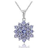 Ice Gems Sterling Silver Tanzanite Flower Cluster Necklace