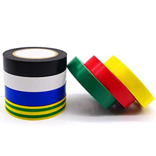 Electrical Tape 7 Pack 7 Color, Maveek PVC Strong Adhesive Insulation Tapes, Heat Resistant, Flame Retardant, Waterproof, 0.6inch x 49ft(15mm x 15m)
