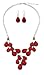 Groovy Jewels Red Stone Teardrop Cabochon Bib Necklace with Matching Earrings