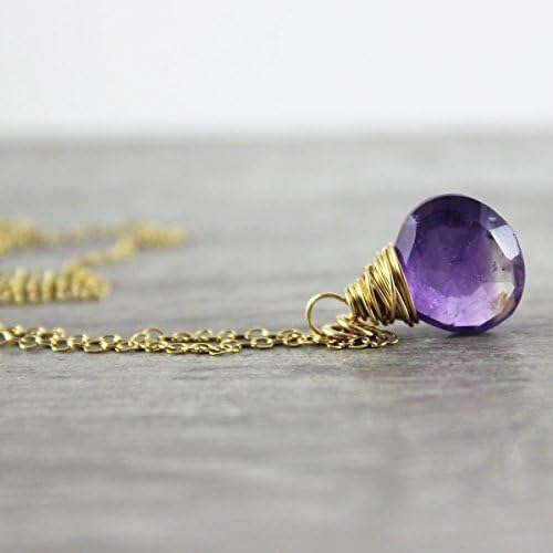 Amethyst Gemstone Gold Filled Pendant Necklace - 18" Length