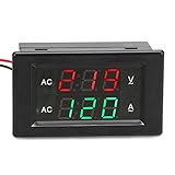 DROK 0.39 Inches LED 2in1 Multimeter AC 500V 200A Voltmeter Ammeter, AC Volts Meter Panel Ammeter Gauge with Current Transformer, 2-Wires Digital Ammeter Volts Meter Tester
