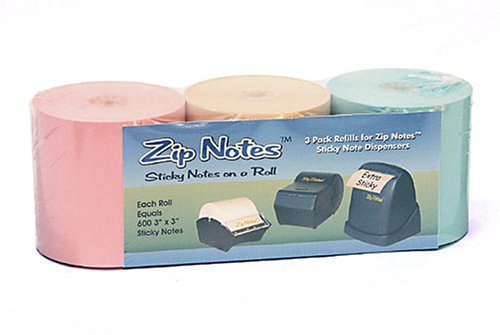 Zip Notes Note Refill Roll, 150 Feet, Tan/Pink/Blue, 3 Pack (0099)