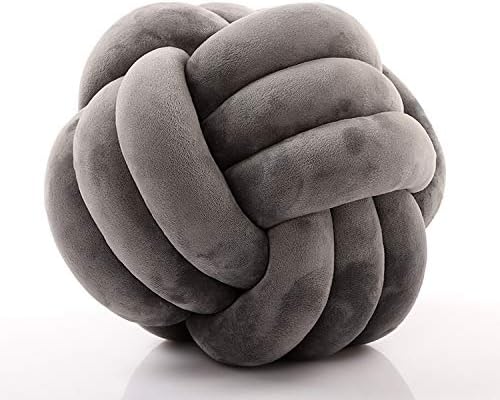 Aminiture Knot Ball Pillows Plush Throw Pillow - Children Room Decoration Short Plush Toy Gifts for Kids Baby Photography Props Home Bed Couch Decor Office Sofa Decoration (Dark Grey)