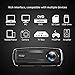 Projectors 5500 Lumen Video Projector, 1080P Supported Projector, 200'' Display 50000 Hrs LED Life, Dual Speakers Portable Projector, Compatible with HDMI, USB, VGA, PS4, Laptop, for Home Cinema