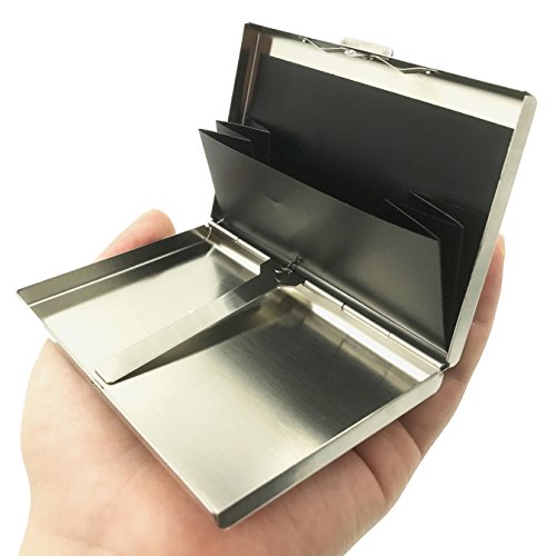 ANSSOW RFID Blocking Credit Card Holder, Stainless Steel Card Holder Case for Travel and Work, Steel Metal Slim Wallet , Credit Card Case for Business Cards