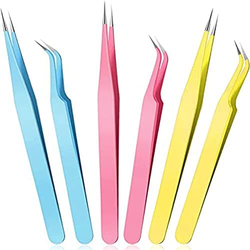 ELECDON Professional Tweezers for Eyebrows, 6 Pack Precision Tweezers
