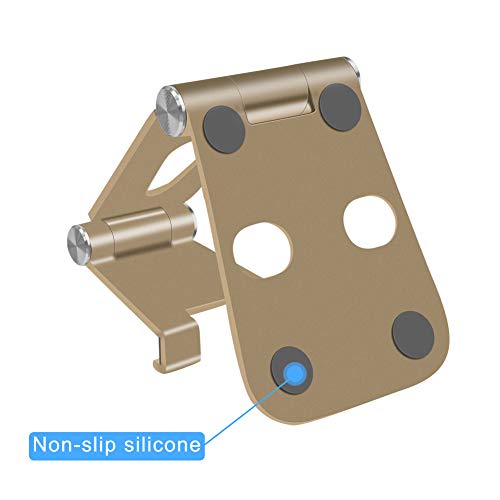 Desktop Cellphone Stands,Tablet Stand, Adjustable Foldable Multi-Angle Aluminum Desktop Phone Cradle Holder for Switch, Tablets 7-10 inch Charging and More [Upgraded Version], Gold - Thumbnail 3