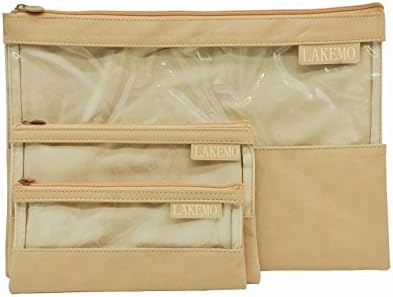 Expanding File Folder Pockets Document Organizer,Travel Pounch File Bags(Set of 3) (Khaki)