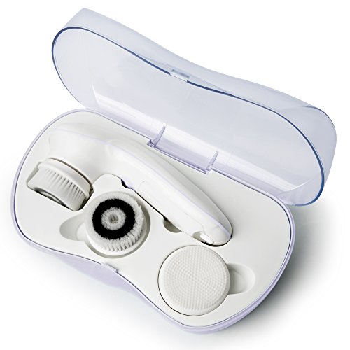 My Life My Shop Ultimate Spin Face Brush Daily Cleansing System, Facial cleansing brush designed for shower use. Includes 3 customized brushes and a protective travel case, Purple