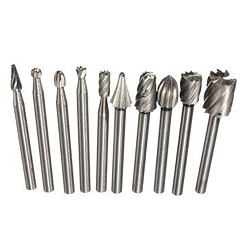 10pcs 1/8 inch high speed rotary file burrs bit set woo…