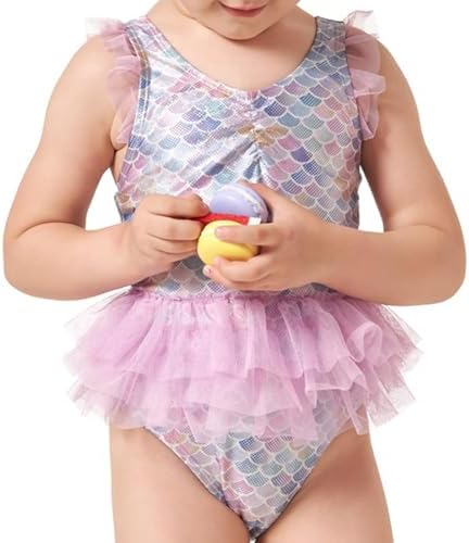 Julysand Toddler Girls One Piece Mermaid Swimsuit with Mesh Skirt