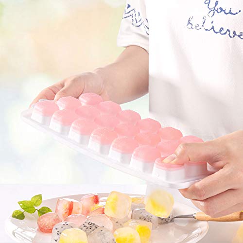 Eiswürfelform Silikon, 3 Stück Eiswürfelbehälter mit Deckel und 1 Zange Eiswürfel, 21-Fach Eiswürfelschale BPA Frei, Ice… – Bild 4