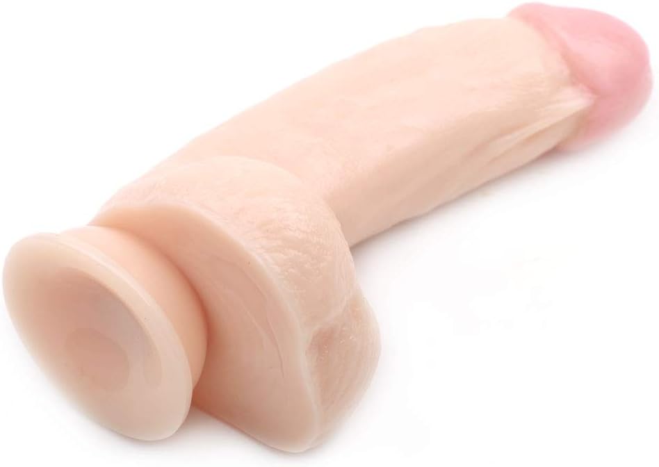 BeHorny Realistic Curve Penis Dildo with Balls and Suction Cup Base, Flesh - Image 5