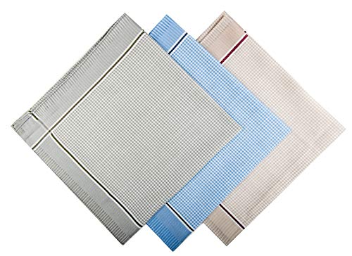 LuluVin Mens Classic Cotton Handkerchiefs Soft and Large 12 Pack (Pattern #4)