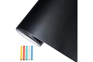 COAVAS Chalkboard Wallpaper Stick and Peel: Classroom Chalk Board Paint Self Adhesive Wall Paper Removable Blackboard Stickers Chalkboard Signs with 8 Colorful Chalks (Black,17.5" x 78.7")
