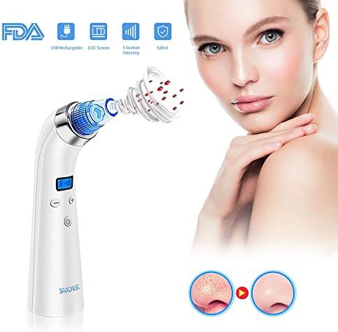 Blackhead Acne Remover Vacuum Electronic Facial Pore Cleaner With 4 Replaceable Suction Head, SROCKER Comedone Extractor 5 Adjustable Suction Levels
