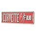 Open Road Brands Corvette Boulevard Tin Sign - 20x3.38 inches - Red - Wall Mount - Decorative Sign